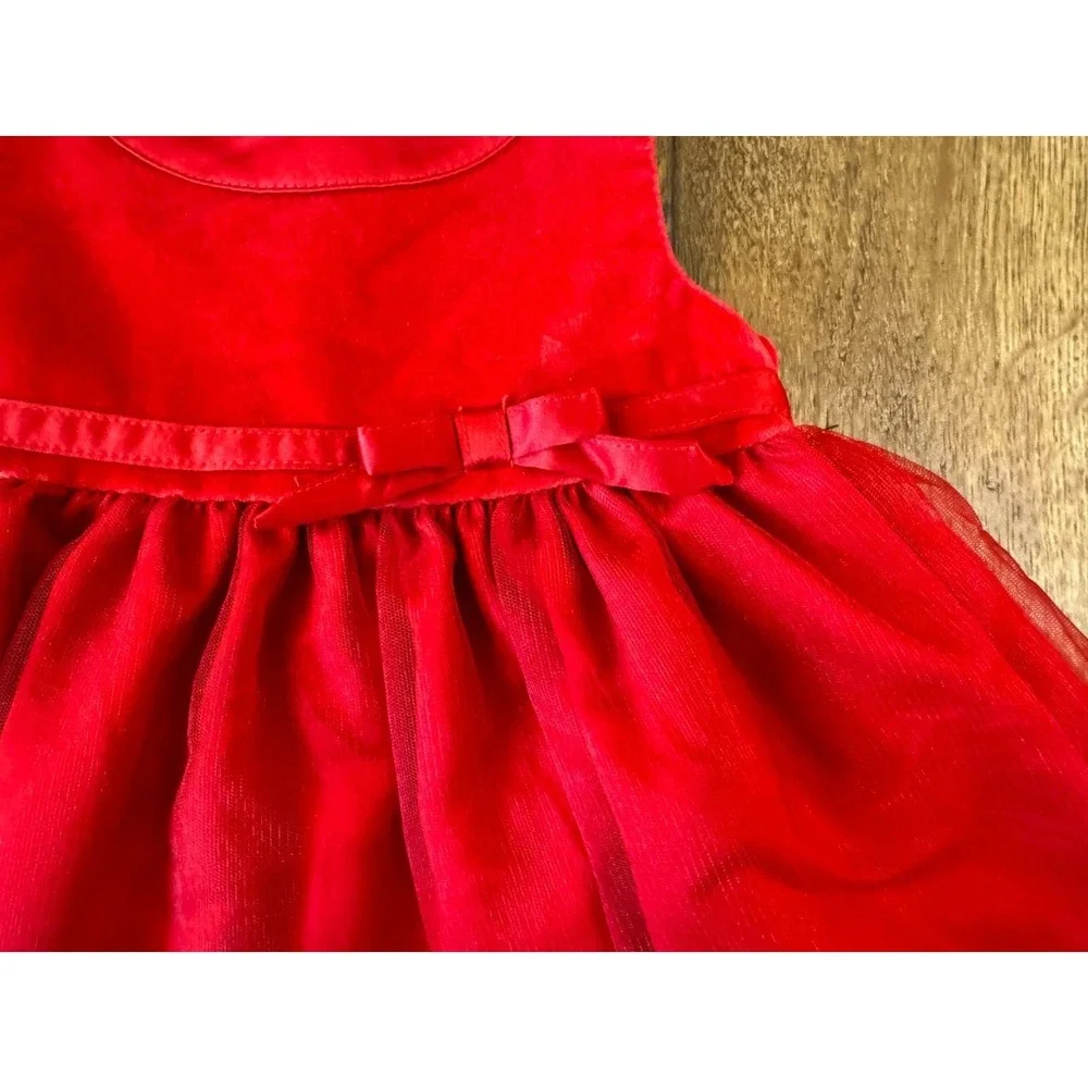 Carters Holiday Christmas‎ Dress Baby Girl 12 Months Red Sleeveless Bow Outfit